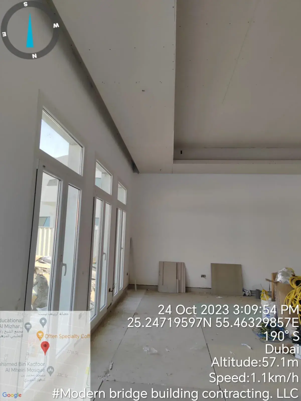 Room during finishing works with materials on site